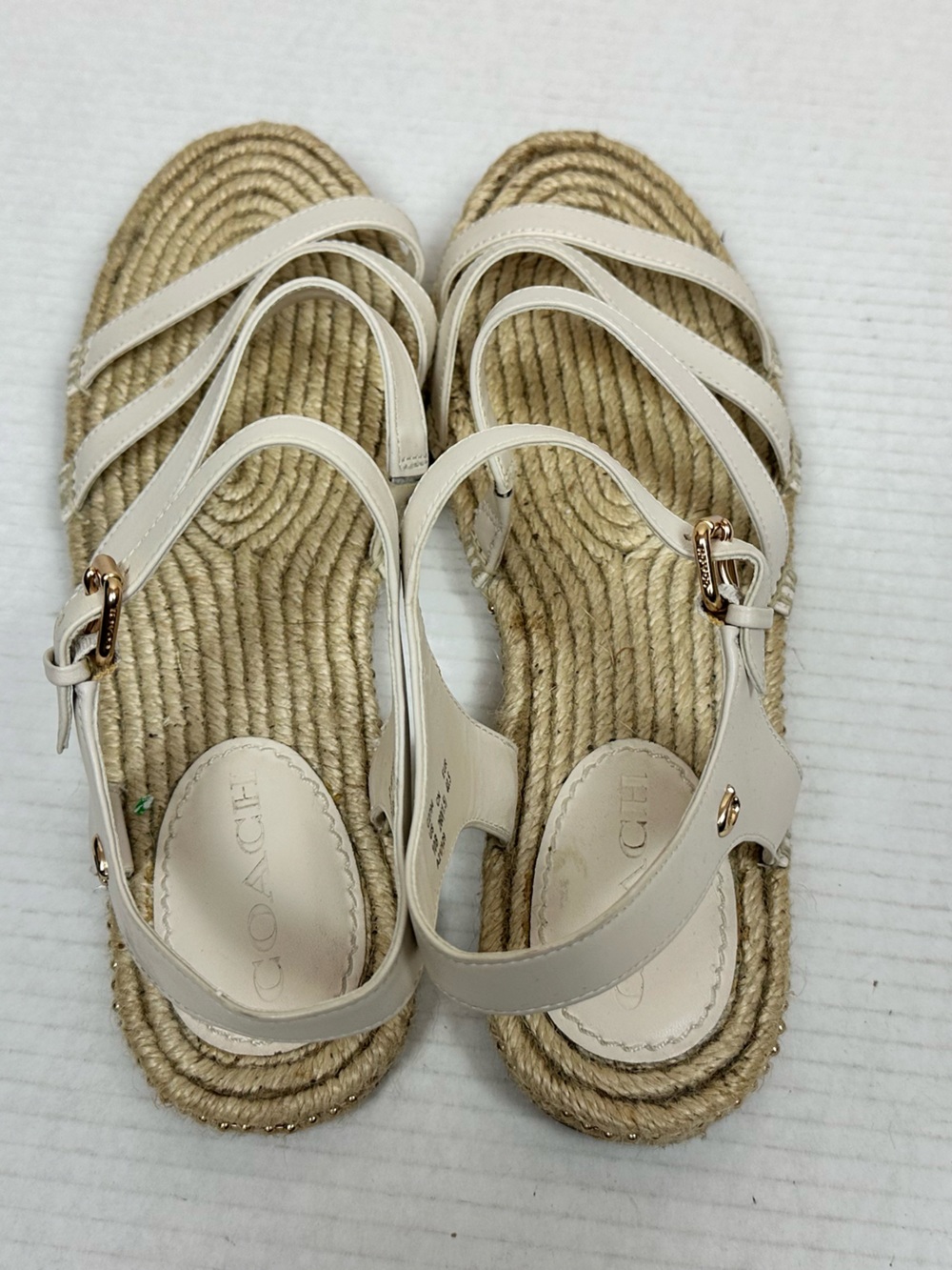 Coach Carissa Leather Women's Espadrille Chalk Gold Pearl | C2794 - Size 10 B - Picture 4 of 13